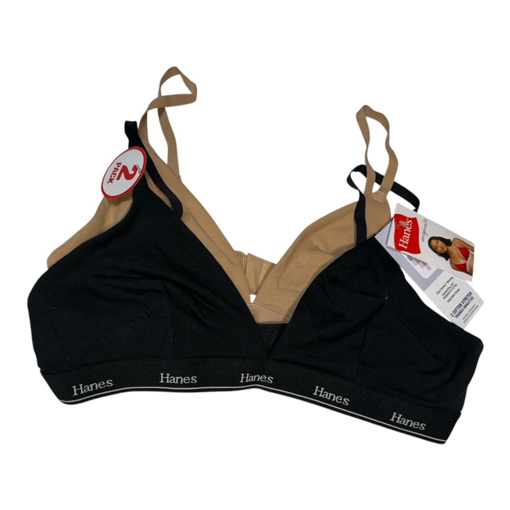 Hanes Women's Bras 2-Pack in Black and Tan